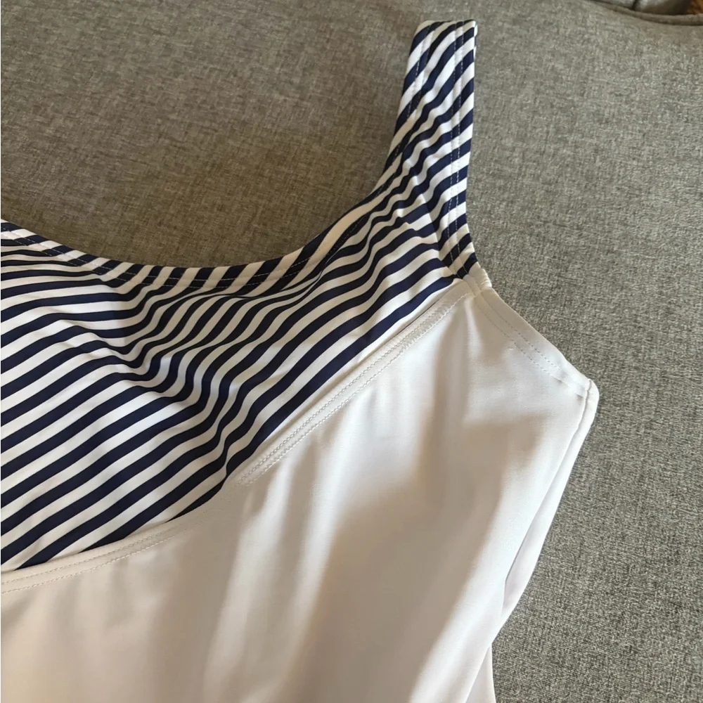 Kona Sol Navy and White Striped Swimsuit